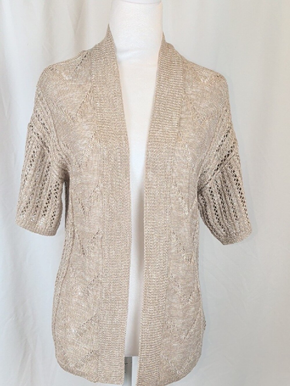 NWT Warehouse One Open Knit Cardigan Sweater Beige S